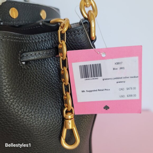 KATE SPADE Gramercy Pebbled Leather MEDIUM Bucket Bag- Black color ⭐ - Picture 16 of 16